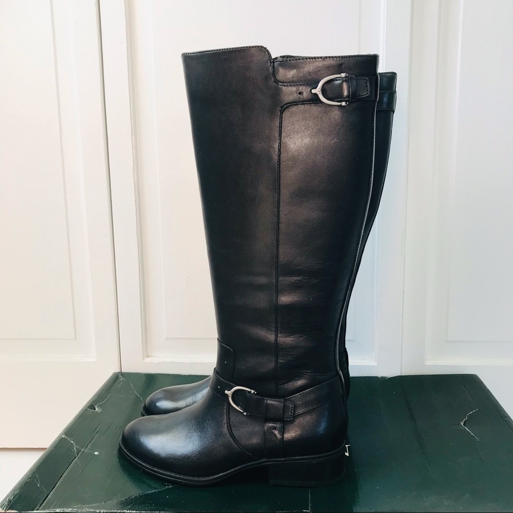 Price firm LAUREN RALPH LAUREN Black Margarite Burnished Calf Boots Size 5
